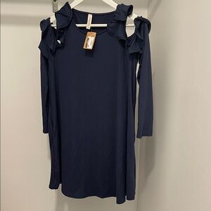 Peppermint Navy Ruffle Mini Dress